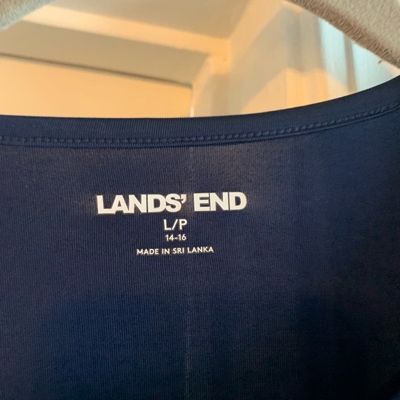 Lands End Womens Swim Shirt Cover Up Top Size L/P Blue Long Sleeve - Picture 2 of 4